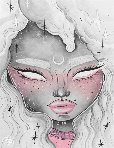 Lune I By L0ll3 Illustration Art Pastel Goth Art Art Journal