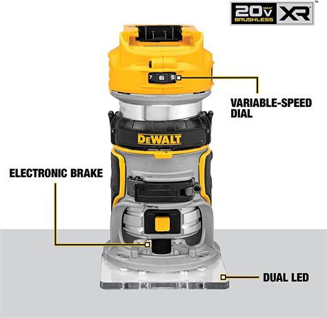 Dewalt Dcw600b 20v Max Xr® Brushless Cordless Compact Router Fasteners Inc