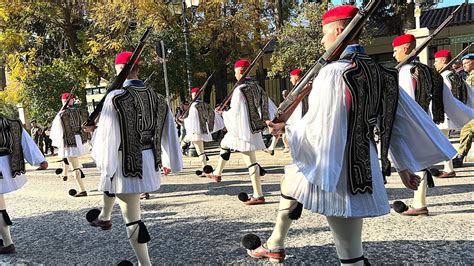 Official Sunday Ceremony Evzones Special Unit Of The Greek Military In