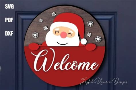 Santa Claus Welcome Door Sign Svg Graphic By Joyfulunicorn · Creative