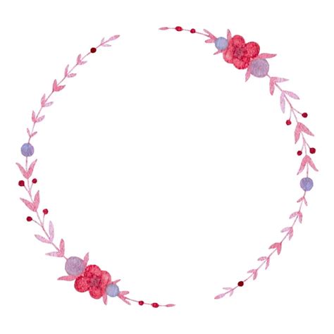 Watercolor Floral Wreath With Pink Flowers Rose Frame Hand Painted