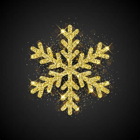 Sparkling Snowflake Sprayed With Gold Glitter Stock Illustration