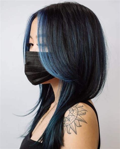 Black Hair Subtle Blue Highlights