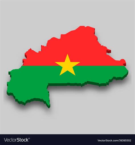 3d Isometric Map Burkina Faso With National Vector Image