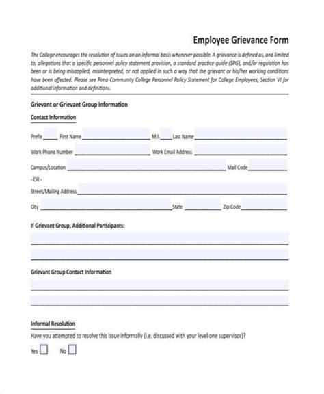 FREE 11+ Employee Grievance Form Samples, PDF, MS Word, Google Docs