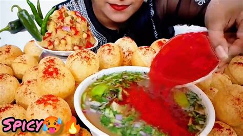 ASMR EATING 50 PANIPURI GOLGAPPE SPICY PANIPURI INDIAN STREET FOOD