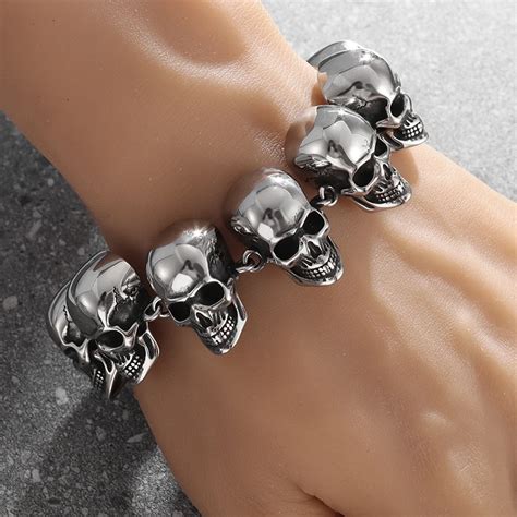 Pulsera G Tica Con Cabeza De Demonio Fantasma Para Hombre Brazalete Con