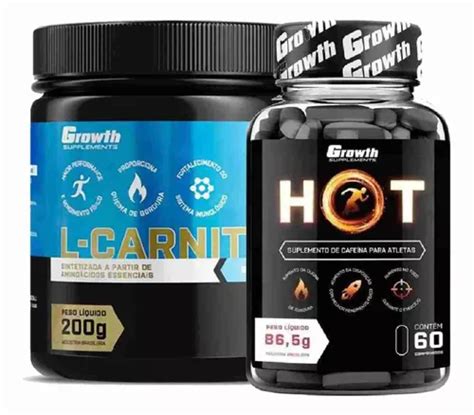 Hot Termogênico Caps L carnitina Em Pó g Growth Frete grátis