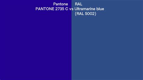 Pantone 2735 C Vs Ral Ultramarine Blue Ral 5002 Side By Side Comparison