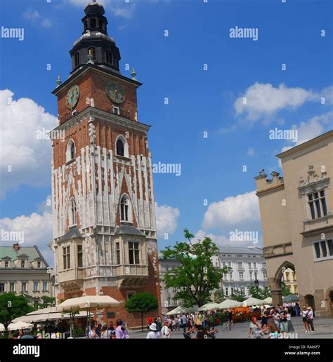 In Krakow Poland Major Landmarks Include The Main Market Square With St