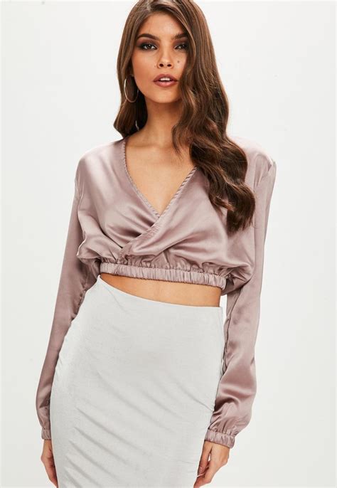 Pink Elastic Wrap Crop Top Missguided Tops Women Tops Online Wrap