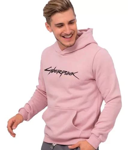 Buzo Hombre Cyberpunk Con Capucha Rosa Salmon Canguro Cuotas sin interés