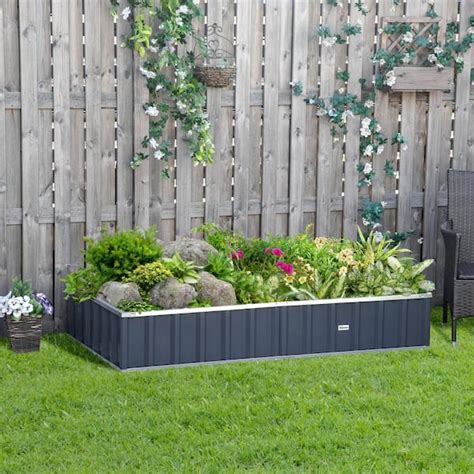 Outsunny White Metal Raised Garden Bed Diy Large Steel