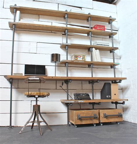 caroline wood and pipe industrial desk and shelves by urban grain ...