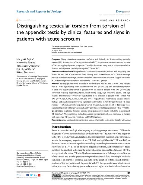 Pdf Distinguishing Testicular Torsion From Torsion Of The Appendix