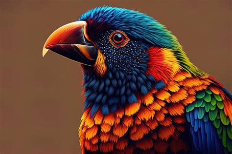 Colorful Parrot Portrait In Hyper Detailed Pixel Art Style Ai Image