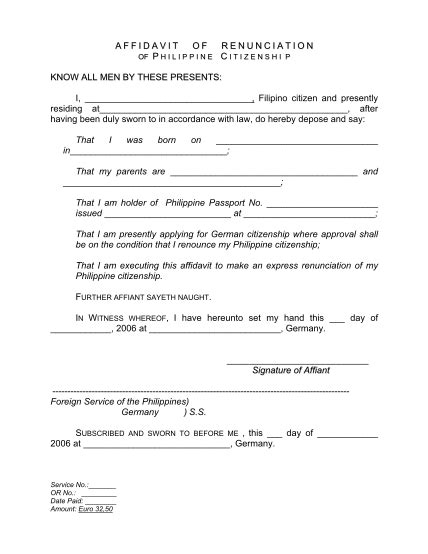 Printable Affidavit Sample Philippines Forms And Templates Fillable