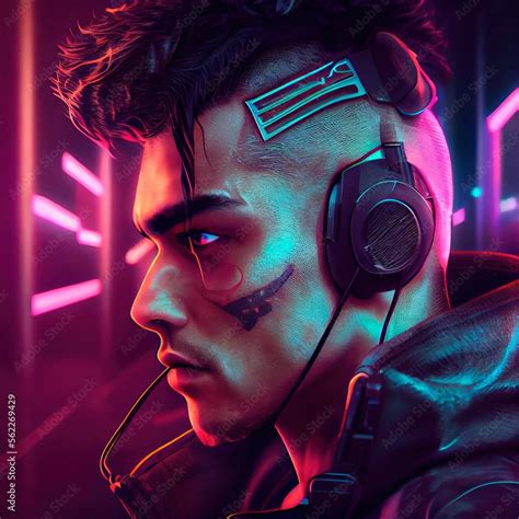 Portrait Of A Sci Fi Cyberpunk Man High Tech Futuristic Man From The