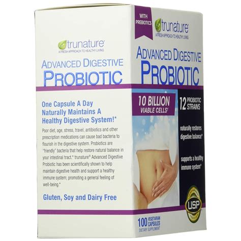 Trunature Advanced Digestive Probiotic 100 Gluten Free Capsules Daily Health With