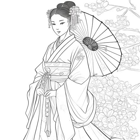 Premium Photo Elegant Chinese Princess Hanfu Line Art Coloring Page