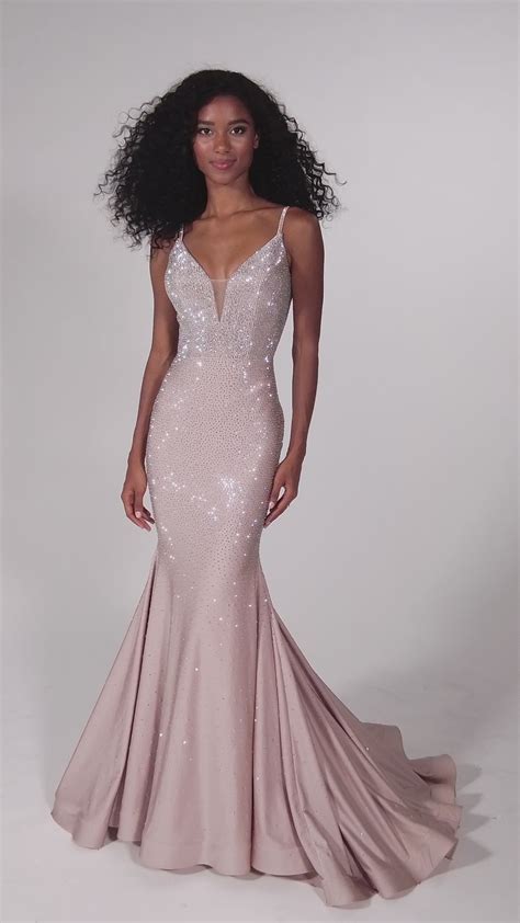 Cut Out Long Beaded Mermaid Prom Dress Promgirl