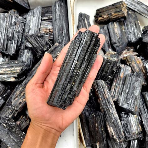 Large Black Tourmaline Log A Quality Raw Haystack Black Etsy