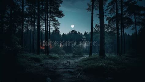 Mysterious Forest At Dusk Spooky Beauty In Nature Tranquil Scene