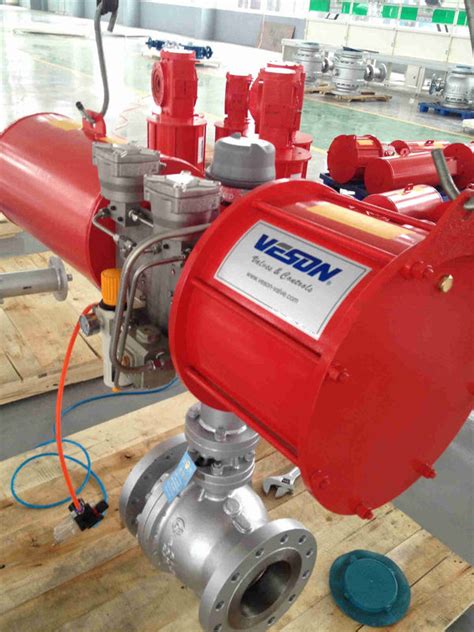 Red Heavy Duty Darurat Shutdown Valve Pneumatic Flow Control Valve