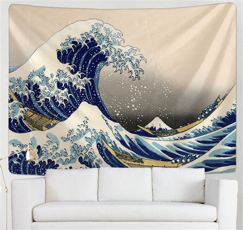 The Great Wave Tapestry The Wave Off Kanagawa Wall Hanging Japanese