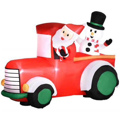 Outsunny 5 Ft LED Animatronic Santa Claus Driving A Car With Snowman