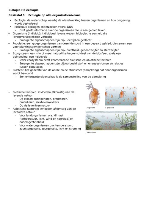 Biologie H5 Ecologie Biologie H5 Ecologie Basisstof 1 Ecologie Op