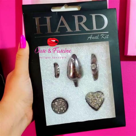 Kit De Plug Anal Cravejado Luxo Pedras Diferentes Preto Onix Hard