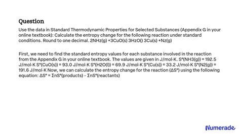 Solved Use The Data In Standard Thermodynamic Properties For Selected