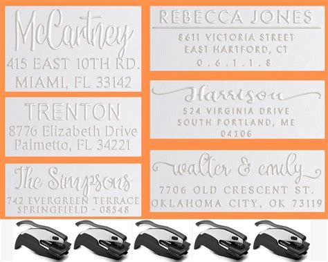 Personalized Name And Address Seal Embosser Handheld Wedding Etsy