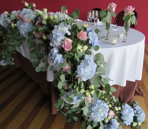 Decoración de bodas con flores azules centrosdemesa hortensias