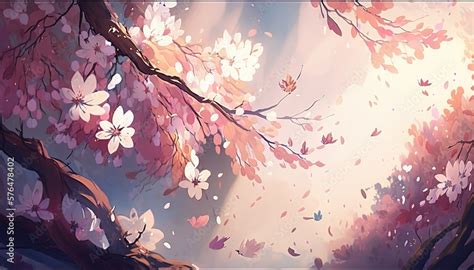 japanese cherry blossom tree wallpaper background created with ...