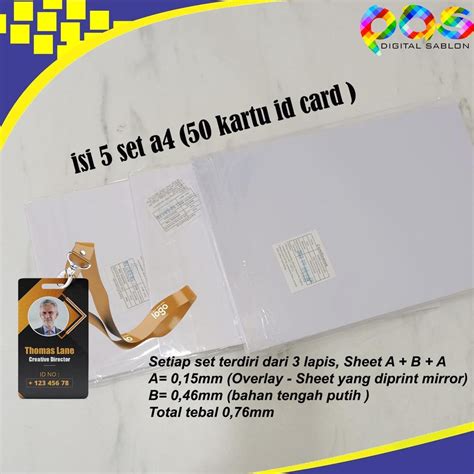 Jual Kertas Pvc Bahan Id Card Instan A Isi Set Id Card Bahan