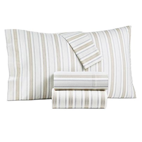 Martha Stewart Cotton Flannel Multi Stripe Queen 4 Pc Sheet Set