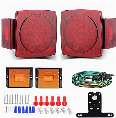 Trailer Lights Kit Led Night 12v Dot Certified Waterproof Tail Light Set Red Universal Cyfie