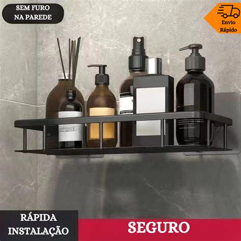 Suporte Prateleira Para Banheiro Organize Shampoos E Cremes Sem Furar