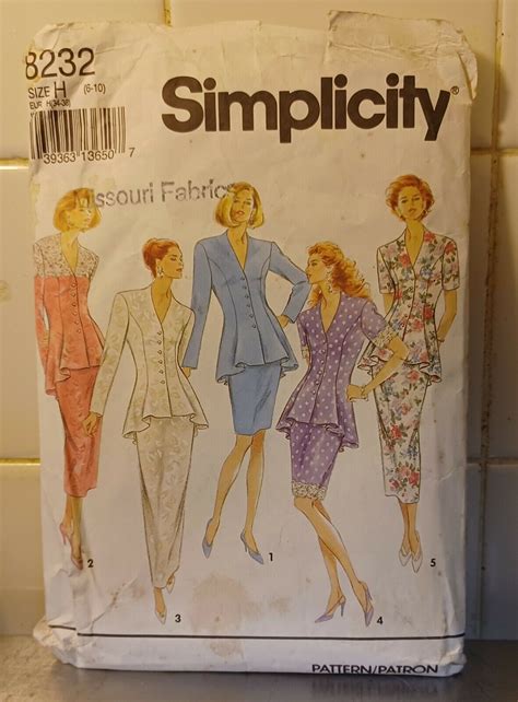 1992 Simplicity Sewing Pattern 8232 Misses 6 10 Two Piece Dress 3