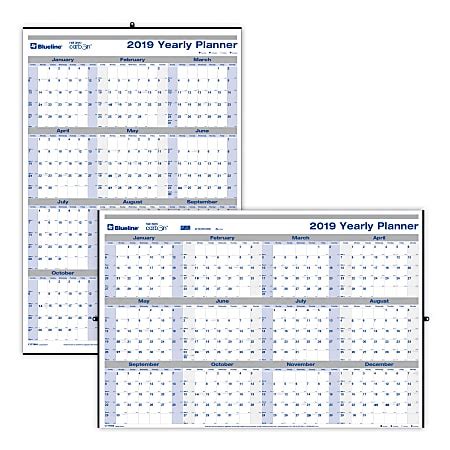 Blueline Net Zero Carbon Yearly Laminated Erasable Wall Calendar 24 X