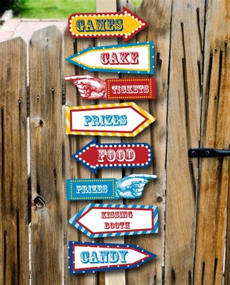 Carnival Party Signs Printable Editable Text PDF Instant