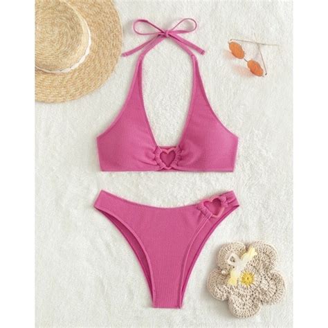 SẴN HỒNG ĐEN TRẮNG XANH DƯƠNG ORDER SHEIN Set Bikini Khoét Trái