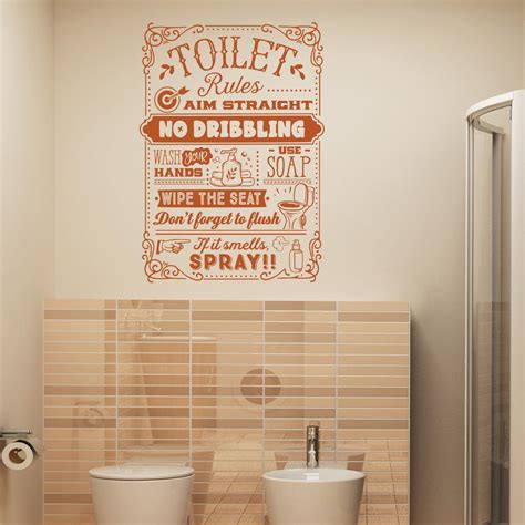 Toilet Rules Wall Sticker Decal Funny Toilet Quote Home Bathroom Ebay