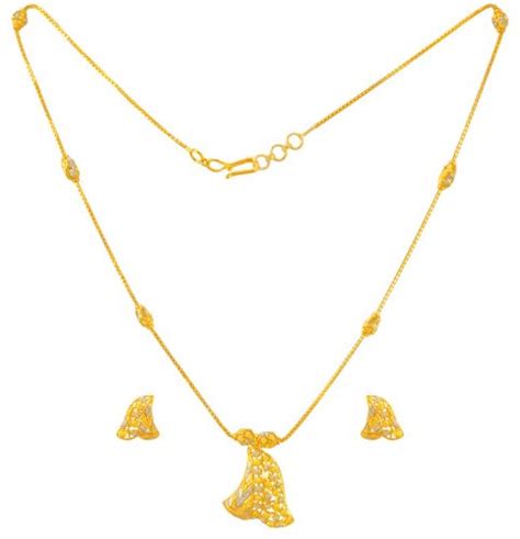 Karat Gold Necklace Set Ajns Karat Yellow Gold Necklace