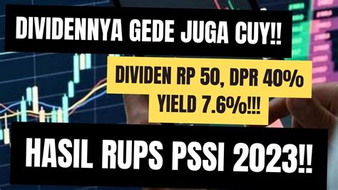 Hasil RUPS PSSI 2023 Dividen Rp 50 DPR 40 Yield 7 6