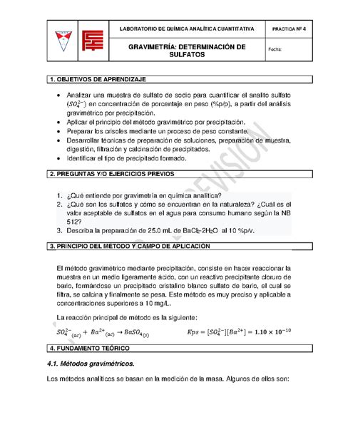 Guia Lab Analcuant Practica Gravimetria Sulfatos Ii