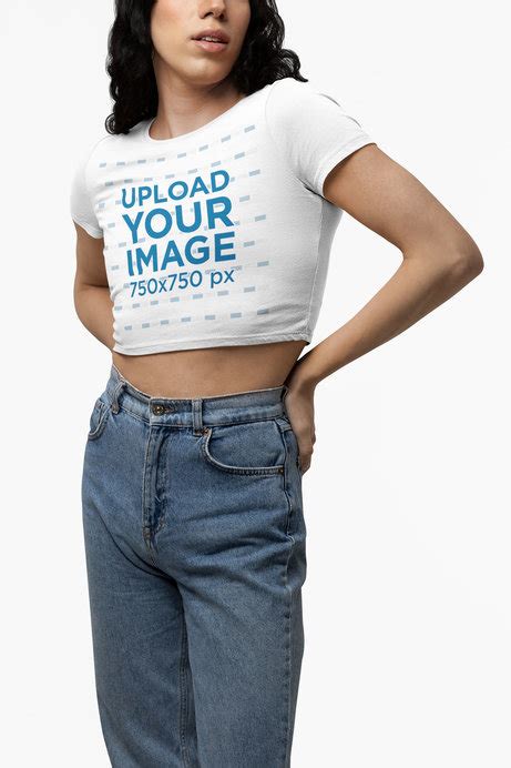 Placeit Bella Canvas Crop Top Mockup Of A Woman At A Studio