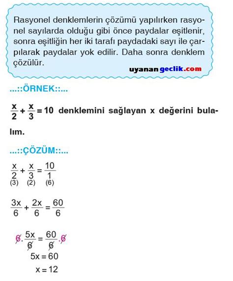 Dereceden Bir Bilinmeyenli Denklemler Z Ml Sorular Kpss